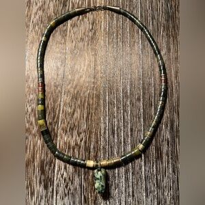 Vintage SANTO DOMINGO Heishi Shell & Frog Pendant 18”